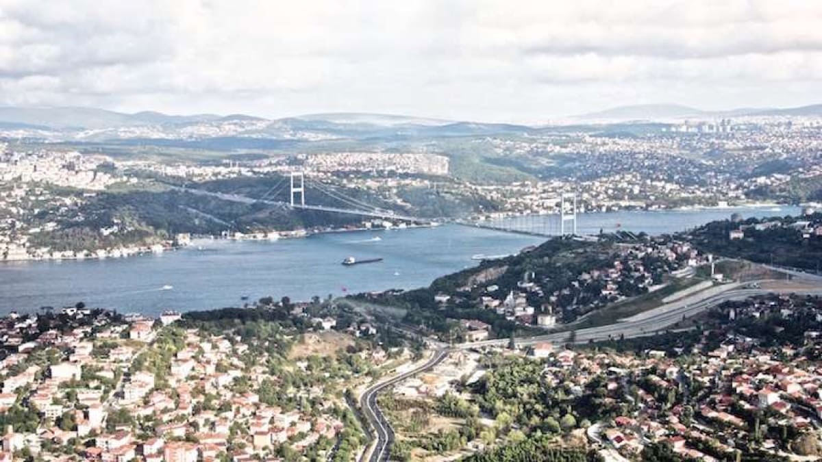 a city next to a body of water